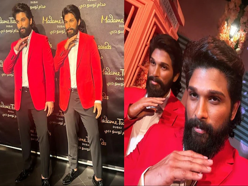 Allu Arjun with Allu Arjun: పుష్పరాజ్ స్టాట్యూతో ఐకాన్ స్టార్.. ఒరిజినల్ ఎవరో గుర్తుపట్టండి..!