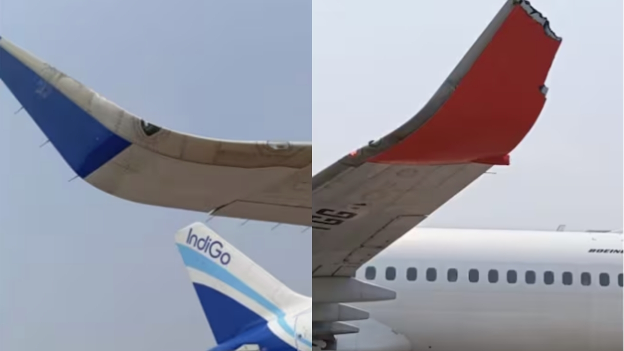 Wing-to-wing collision between 2 planes at Kolkata Airport