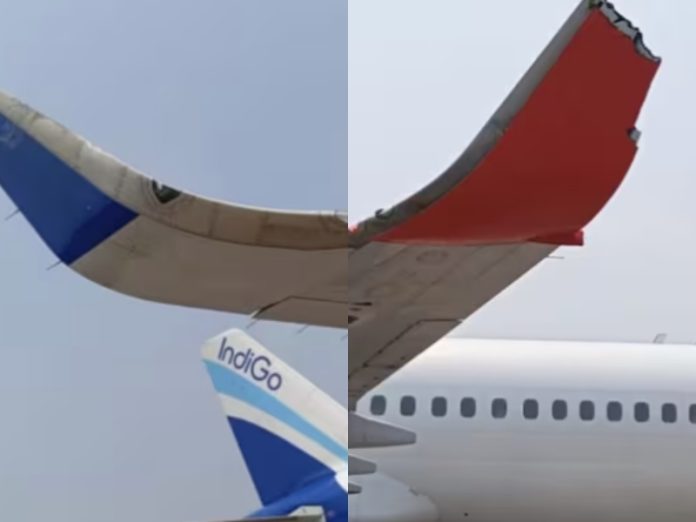 Wing-to-wing collision between 2 planes at Kolkata Airport