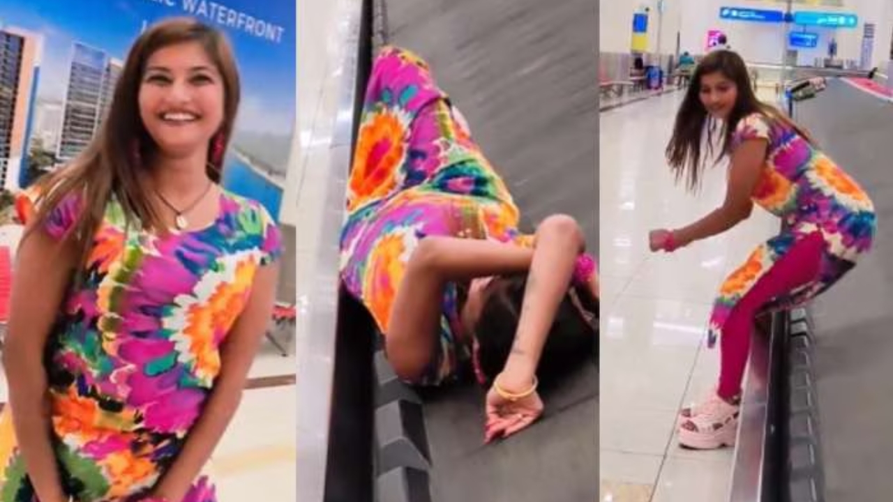 Teen Girl reel At Airport