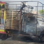 TDP Campaign vehicle burn: పెట్రోల్ పోసి..  ప్రచార వాహనాన్ని నిప్పు, డ్రైవర్ సేఫ్
