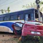 RTC Bus Collided with Car: రంగారెడ్డి జిల్లాలో ఘోర రోడ్డు ప్రమాదం.. ఆర్టీసీ బస్సు- కారు ఢీ!