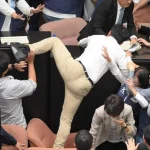 Taiwan lawmakers fighting: రణరంగంగా తైవాన్ పార్లమెంట్, సభ్యల మధ్య ఫైటింగ్, ఆపై పరుగులు