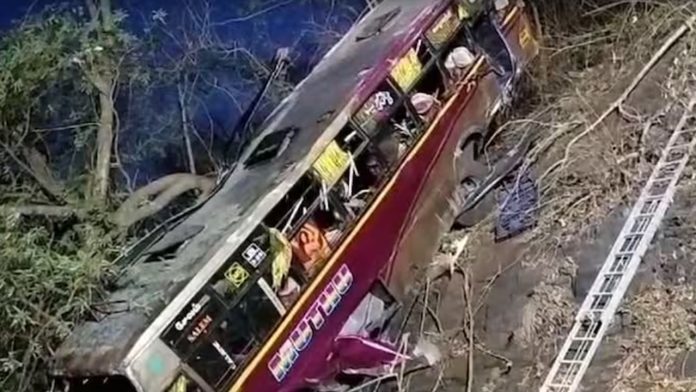 Bus Falls into Deep Gorge in Tamilnadu