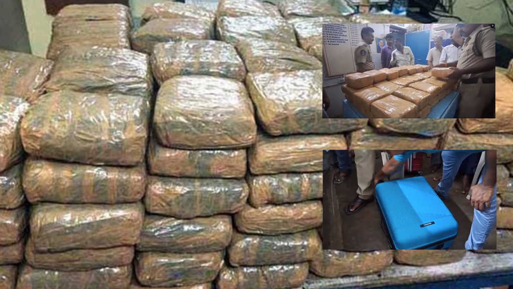 police seized 102 kg of ganjai from Palasa railway station in Srikakulam