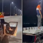 Viral Video: డ్రైవర్ లేకుండానే కదులుతున్న కారుపై వ్యక్తి విన్యాసాలు..