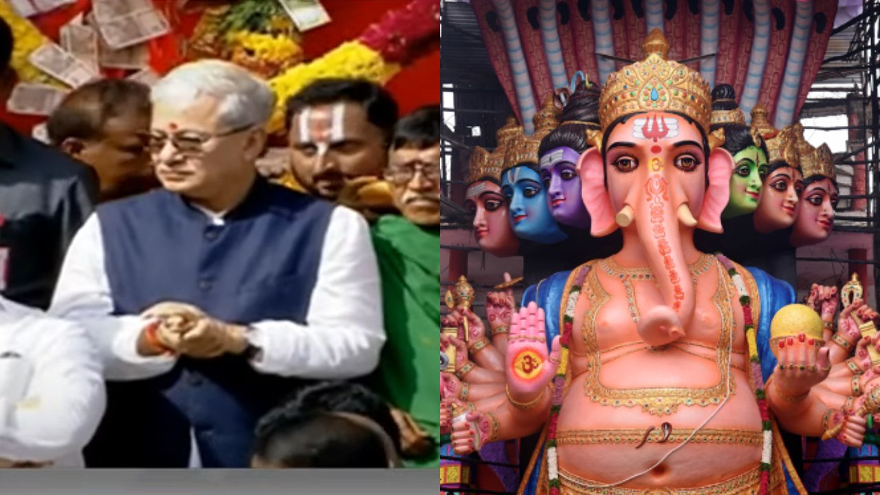Khairtabad Ganesh: ఖైరతాబాద్ వినాయకుడిని దర్శించుకున్న గవర్నర్ జిష్ణుదేవ్ శర్మ