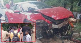 Porsche car accident in Hyderabad: హైదరాబాద్‌లో పోర్షే కారు బీభత్సం, ఎయిర్  బెలూన్స్ ఓపెన్, తప్పిన ముప్పు..