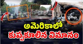 Plane Crash In America: అమెరికాలో కుప్పకూలిన విమానం.. ఇల్లు, కార్లు బొగ్గు బొగ్గు