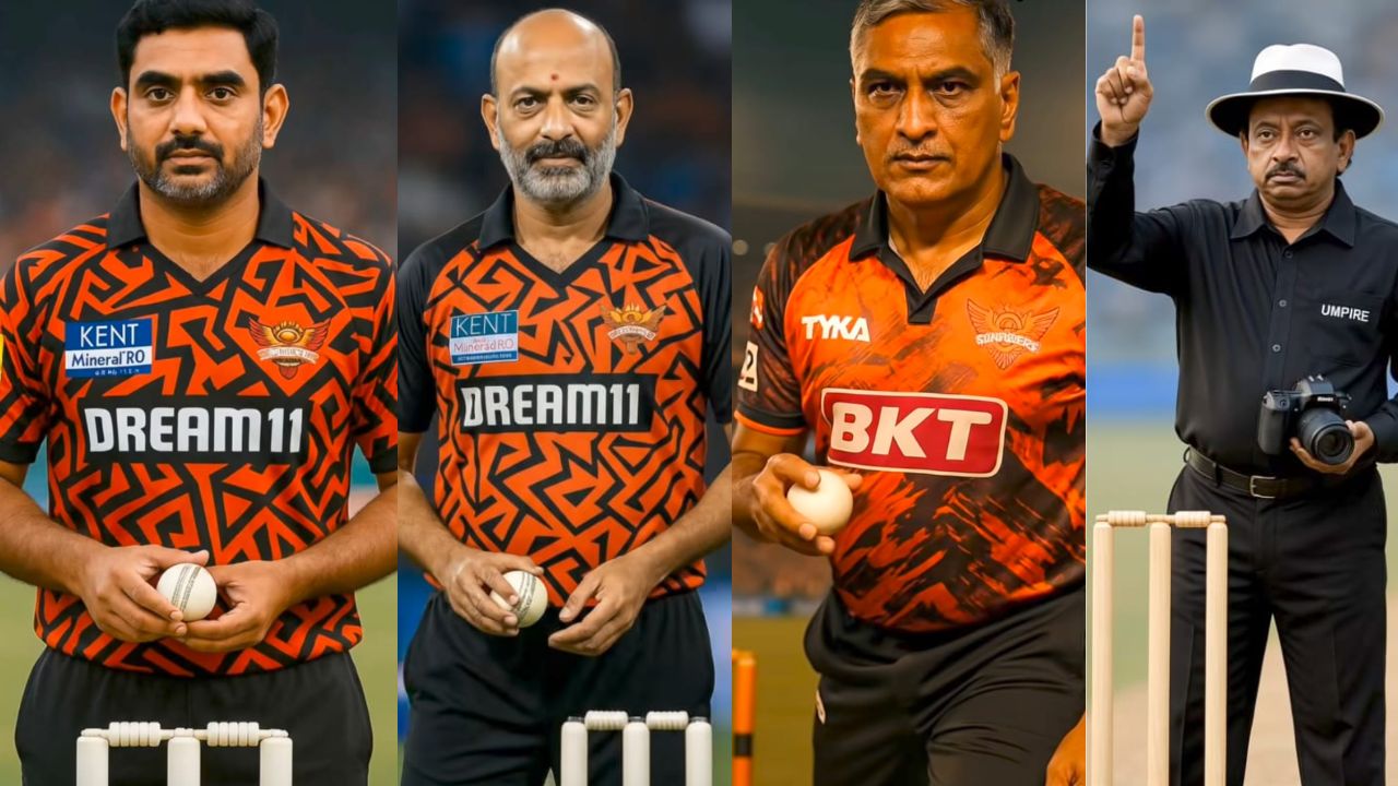 SRH Political Leaders : SRH టీమ్ లో నారా లోకేష్, బండి సంజయ్.. అంపైర్ గా  RGV
