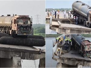 Gujarat Bridge: భలే ఐడియా.. గుజరాత్ వంతెనపై చిక్కుకున్న లారీ.. ఎయిర్ బెలూన్స్‌ తో ఇలా సేవ్ చేశారు!